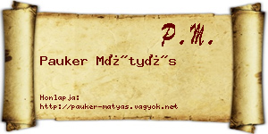 Pauker Mátyás névjegykártya