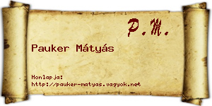 Pauker Mátyás névjegykártya